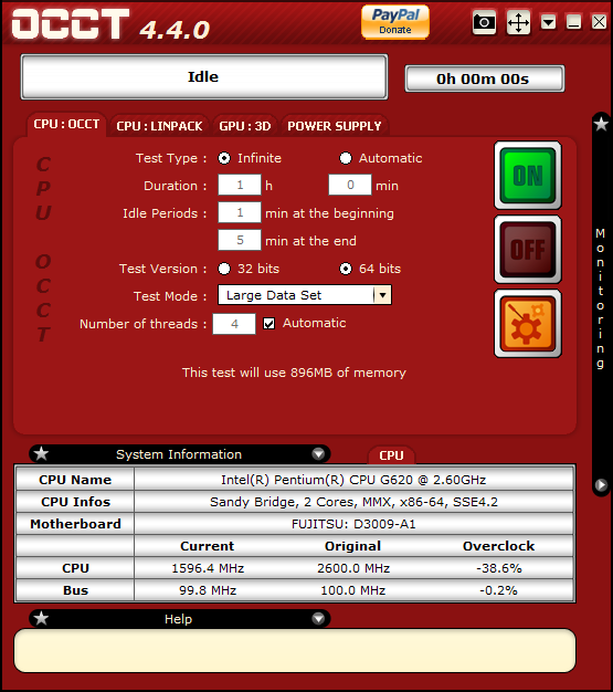 OCCTを試してみた PRIMERGY TX100 S3